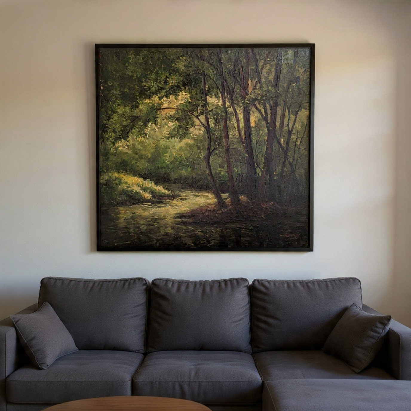 Forest Water Stream 2 feet x 2 feet Oil Painting