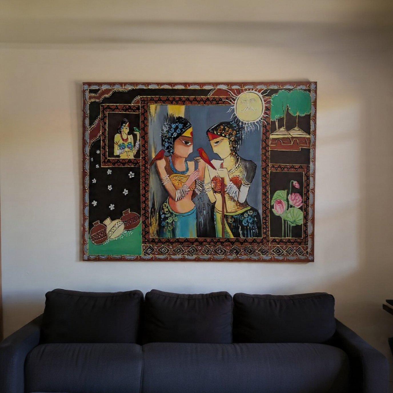 Mahbubani Folk Art With Embossed Design 4 Feet X 3 Feet