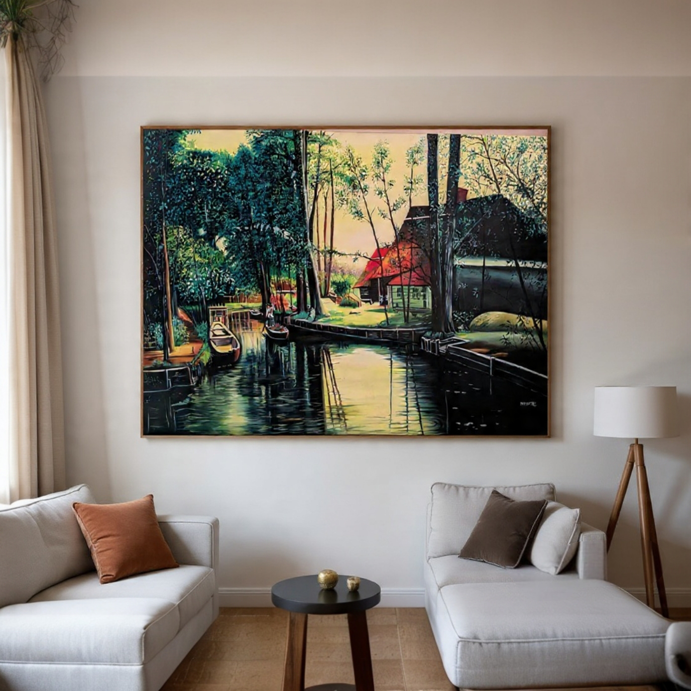 Countryside Scenic 4 Feet X 3 Feet Oil Painting