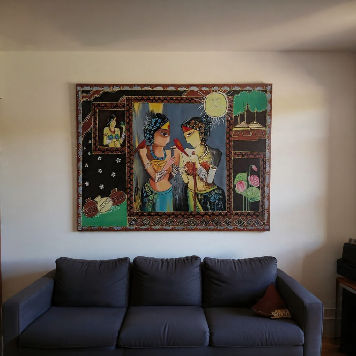 Mahbubani Folk Art With Embossed Design 4 Feet X 3 Feet