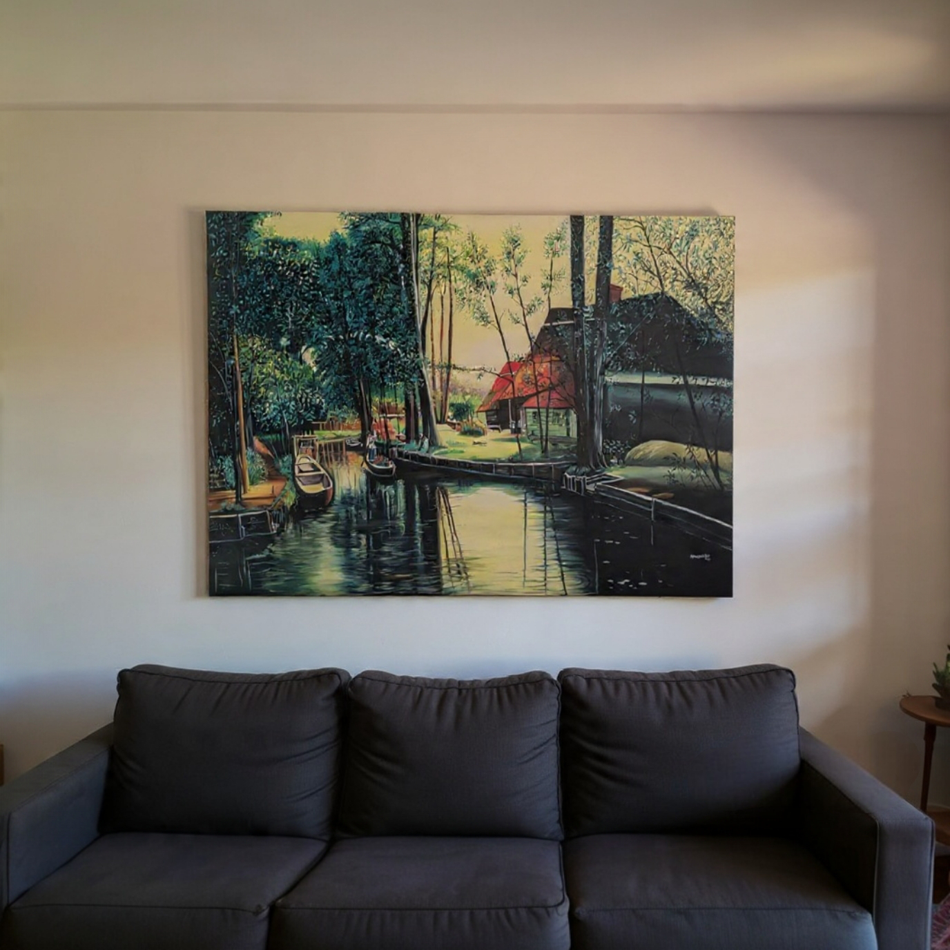 Countryside Scenic 4 Feet X 3 Feet Oil Painting